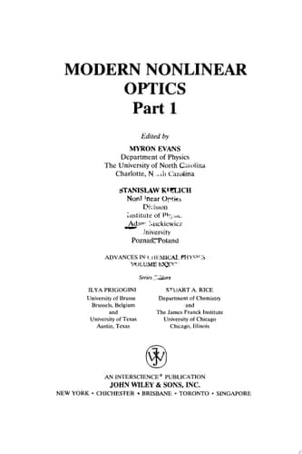 Modern Nonlinear Optics, Volume 85, Part 1