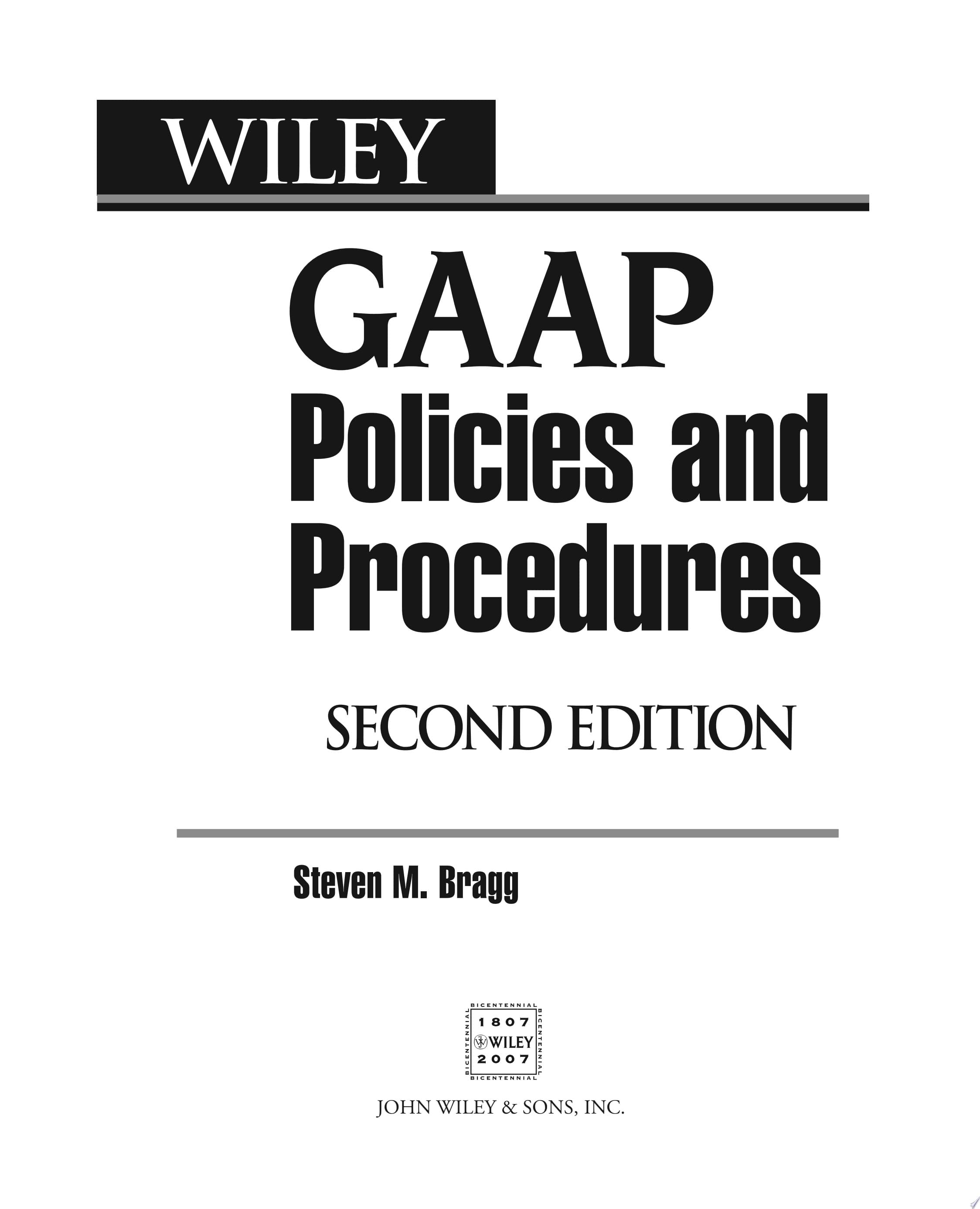 Wiley GAAP Policies and Procedures