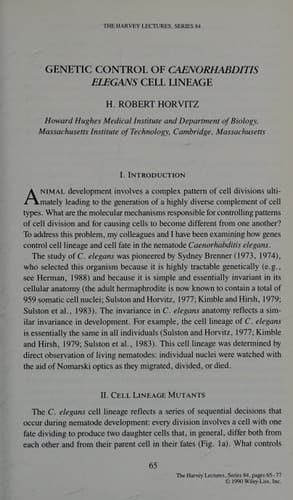 The Harvey Lectures Series 84, 1988-1989