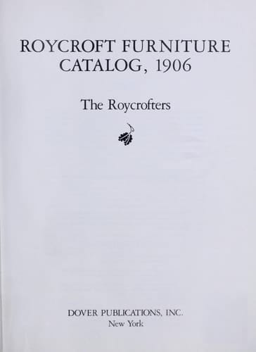Roycroft Furniture Catalog, 1906