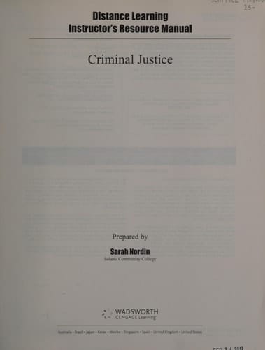 Inst Res Manl/Tb Distance Lrning-Criminal Justice in Action