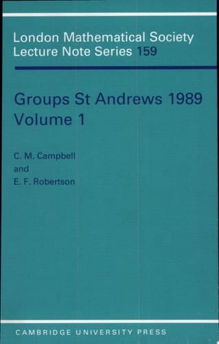 Groups St Andrews 1989: Volume 1