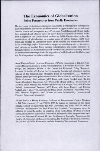 The Economics of Globalization Policy Perspectives from Public Economics
