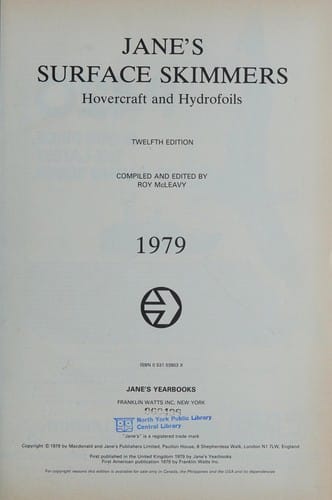 JANE'S SURFACE SKIMMERS Hovercraft and Hydrofoils 1979