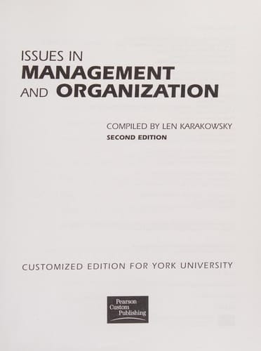 Issues in Management and Organization