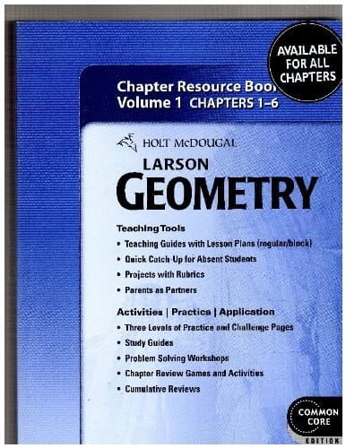 Larson Algebra 1 Chapter Resource Book Volume 1 Chapters 1-6, Common Core Edition, ISBN 9780547710723 2011