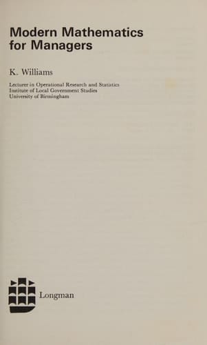 Modern Mathematics for Managers