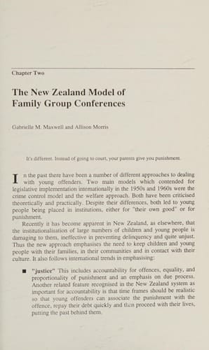 Family Conferencing and Juvenile Justice The Way Forward Or Misplaced Optimism?