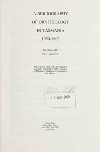 A Bibliography of Ornithology in Tasmania, 1950-1993