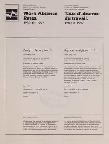 Taux D'absence Du Travail, 1980 À 1997