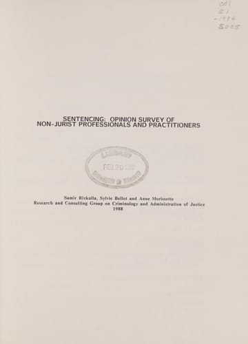 Sentencing, Opinion Survey of Non-jurist Professionals and Practitioners