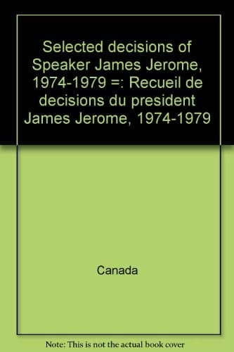 Recueil de Décisions Du Président James Jerome, 1974-1979