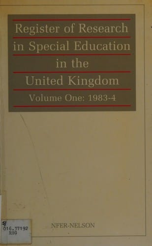 Register of Research in Special Education in the United Kingdom: 1983-4