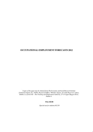 Occupational Employment Forecasts 2012