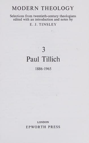 Paul Tillich 1886-1965, (Modern theology)