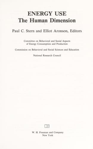 Energy Use: The Human Dimensio