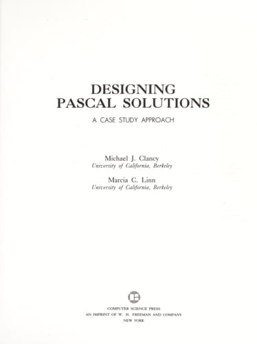 Designing Pascal Solutions A Case Study Approach