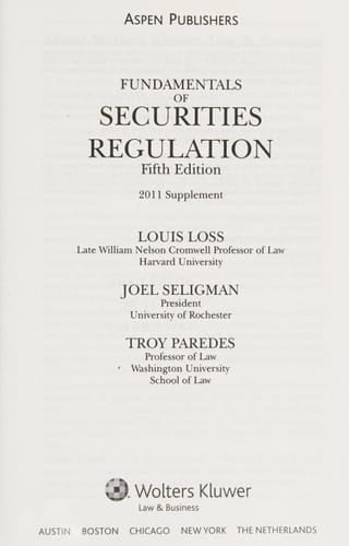 Fundamentals of Securities Regulation Suppl. 2011