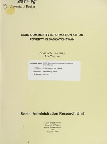 SARU Community Information Kit on Poverty in Saskatchewan