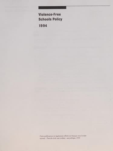 Violence-free Schools Policy, 1994