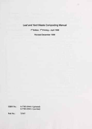 Leaf and Yard Waste Composting Manual