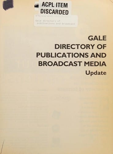 Gale Directory of Publications& Broadcast Media 131 Sup