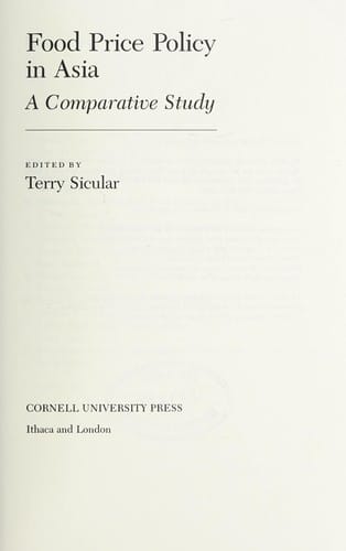 Food Price Policy in Asia: A Comparative Study
