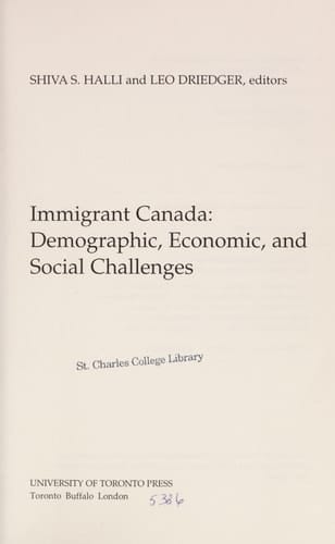 Immigrant Canada Demographic, Economic, and Social Challenges