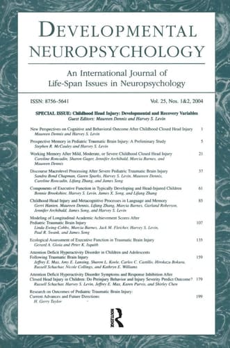 Childhood Head Injury Developmental and Recovery Variables