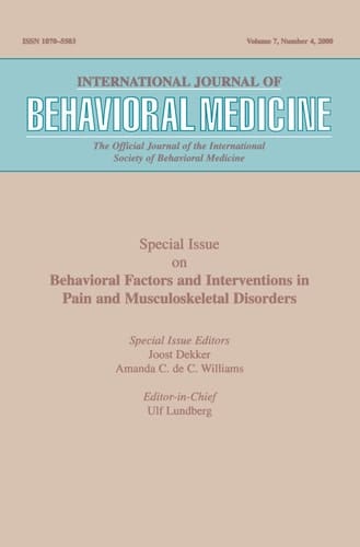 Special Issue on Behavioral Factors and Interventions in Pain and Musculoskeletal Disorders
