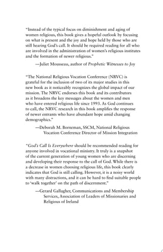 God?s Call Is Everywhere A Global Analysis of Contemporary Vocations for Women