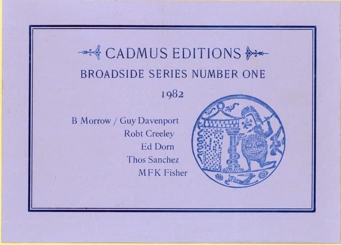 Cadmus Editions Broadside Series. Number One (1982).