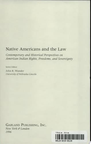 Constitutionalism and Native Americans, 1903-1968