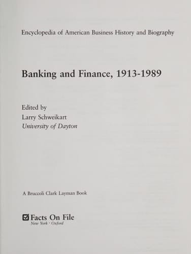 Banking and Finance, 1913-1989