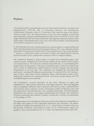 Selected Papers from International Conference on Optics and Optoelectronics '98