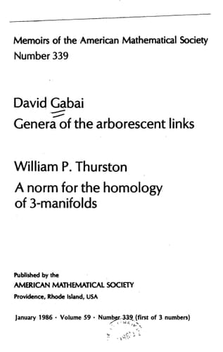 Genera of Arborescent Links 1986