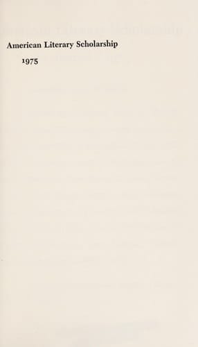 American Literary Scholarship - 1975