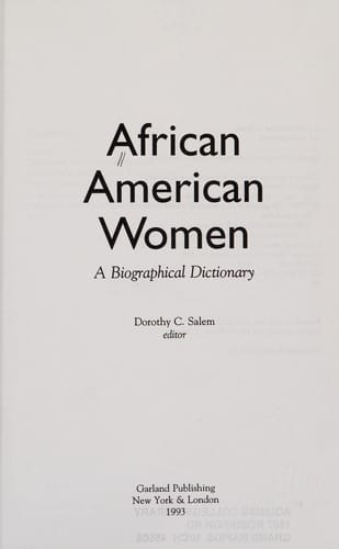 AFRICAN AMER WOMEN (DICT) (Biographical Dictionaries of Minority Women)