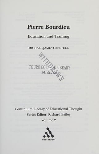 Pierre Bourdieu: education and training