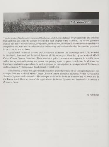 Agricultural Technical Systems and Mechanics Study Guide