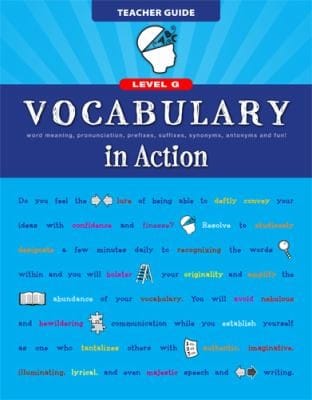 Vocabulary In Action Level G Teacher Guide Word Meaning Pronunciation Prefixes Suffixes Synonyms Antonyms And Fun