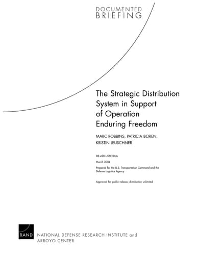 The Strategic Distribution System in Support of Operation Enduring Freedom