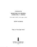 Indice mensuario de historia, literatura y ciencia : 23 de abril de 1929 a 28 de julio de 1931