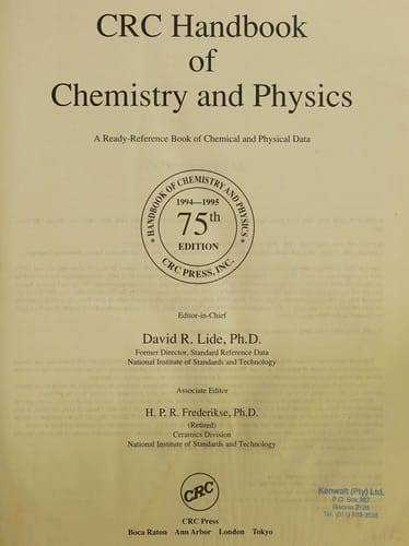 CRC Handbook of Chemistry and Physics (Crc Handbook of Chemistry and Physics)