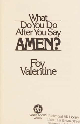 What Do You Do After You Say Amen?
