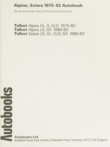 Alpine, Solara, 1975-82 Autobook