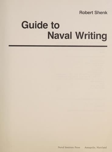 Guide to Naval Writing