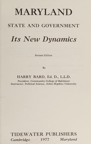 Maryland State and Government, its new dynamics