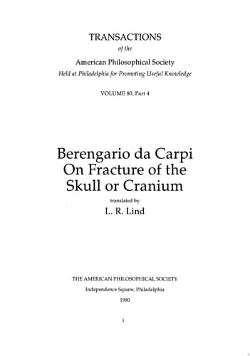 Berengario da Carpi On Fracture of the Skull or Cranium