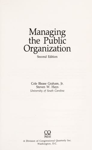 Managing the Public Organization